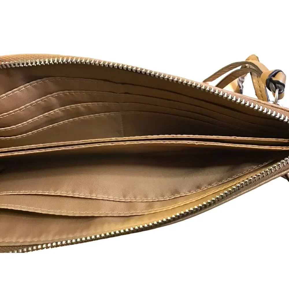 Coach Pebbled Leather Bleeker L-Zip Wristlet Wallet in Brindle